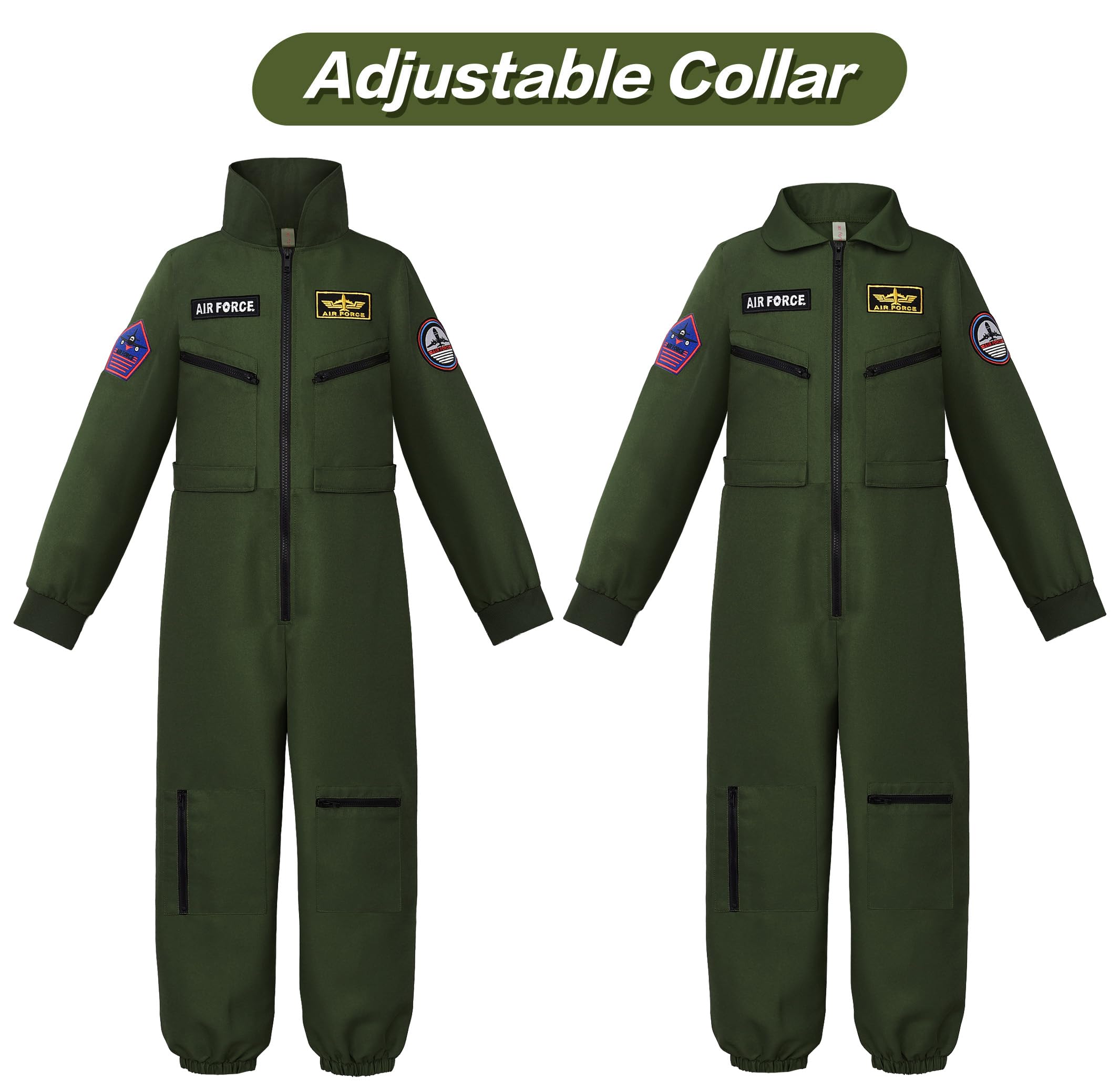 ReliBeauty Costume Pilota Bambini con Accessori, Travestimento Air Force Carnevale