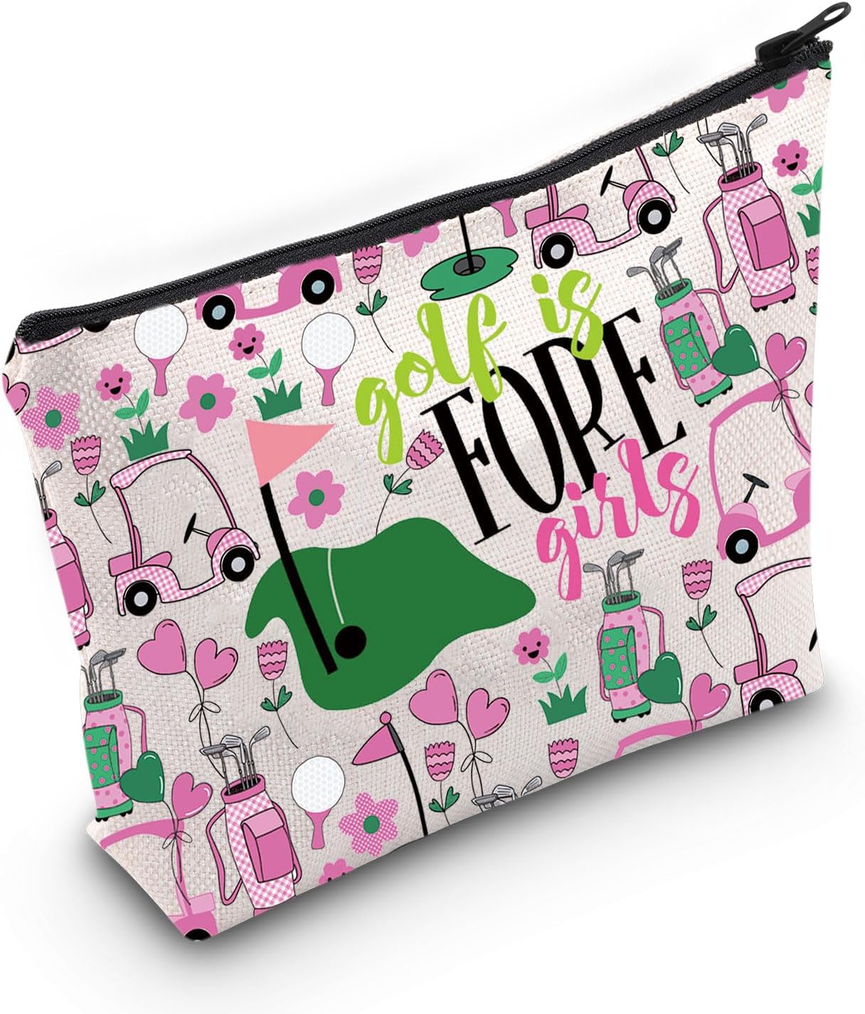 WZMPA Golf Girl Cosmetic Makeup Bag Lady Golf Gifts Golf Is Fore Girls Zipper Pouch Bag For Golf Lover Golf Player (Golf Girls BG)