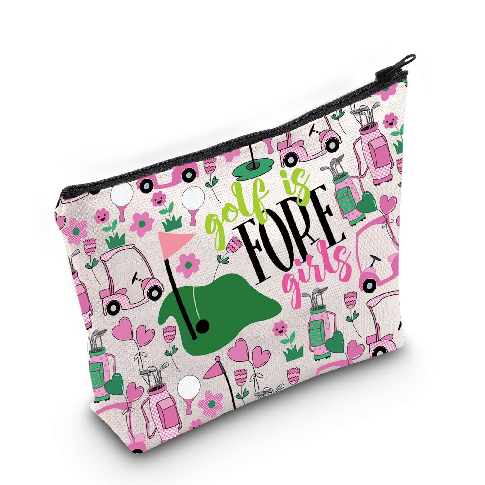 WZMPA Golf Girl Cosmetic Makeup Bag Lady Golf Gifts Golf Is Fore Girls Zipper Pouch Bag For Golf Lover Golf Player, Golf Girls F, Fit — image 1