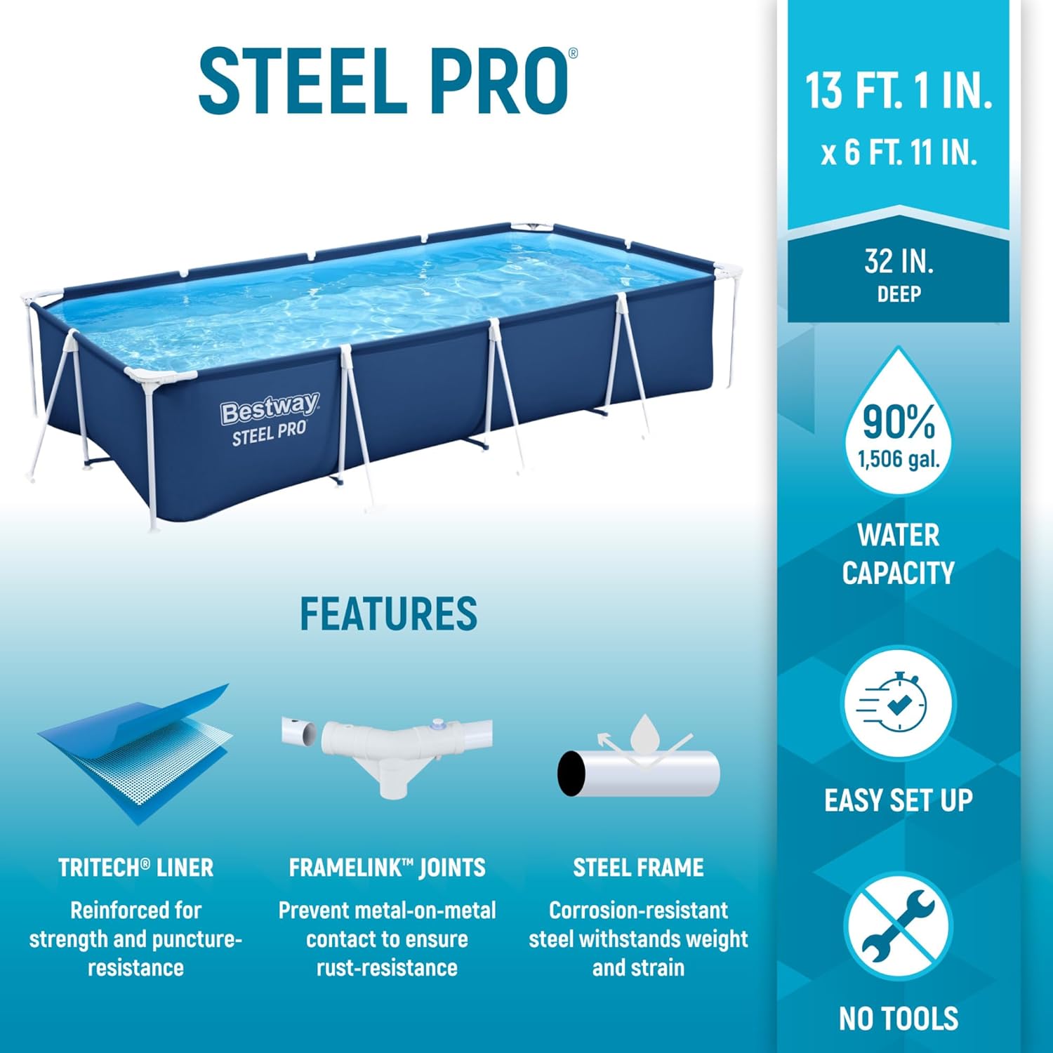 Bestway Steel Pro Pool Features and Dimensions