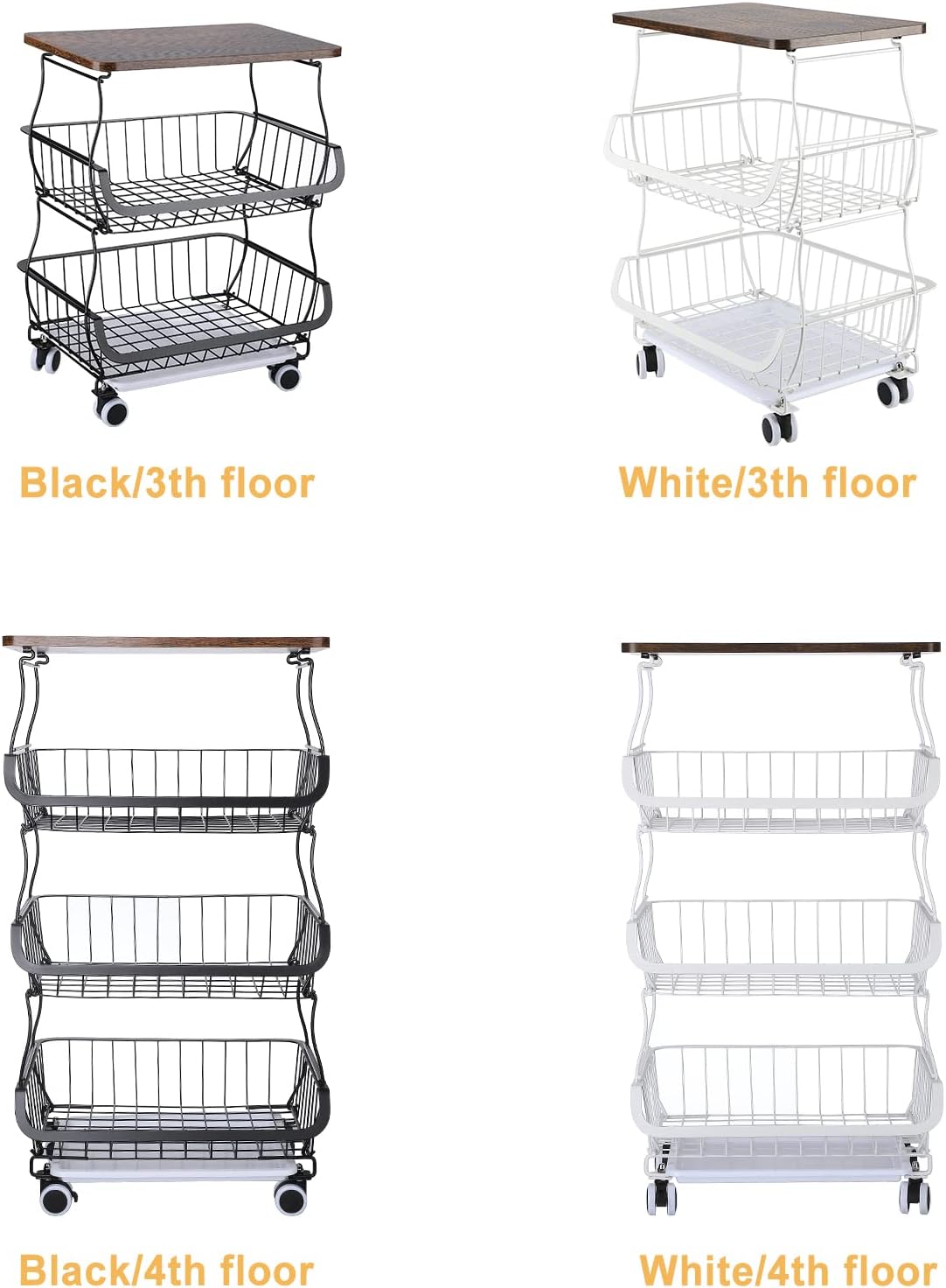 Buy SEEZSSA Kitchen Storage Trolley, 3 Tier Veg Rack with Removable