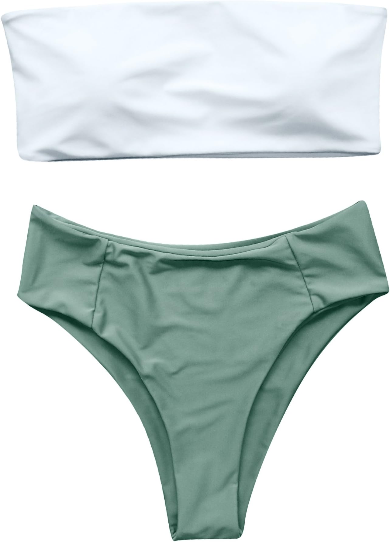 OMKAGIWomen's 2 Pieces Bandeau Bikini Swimsuits Off Shoulder High Waist Bathing Suit High Cut