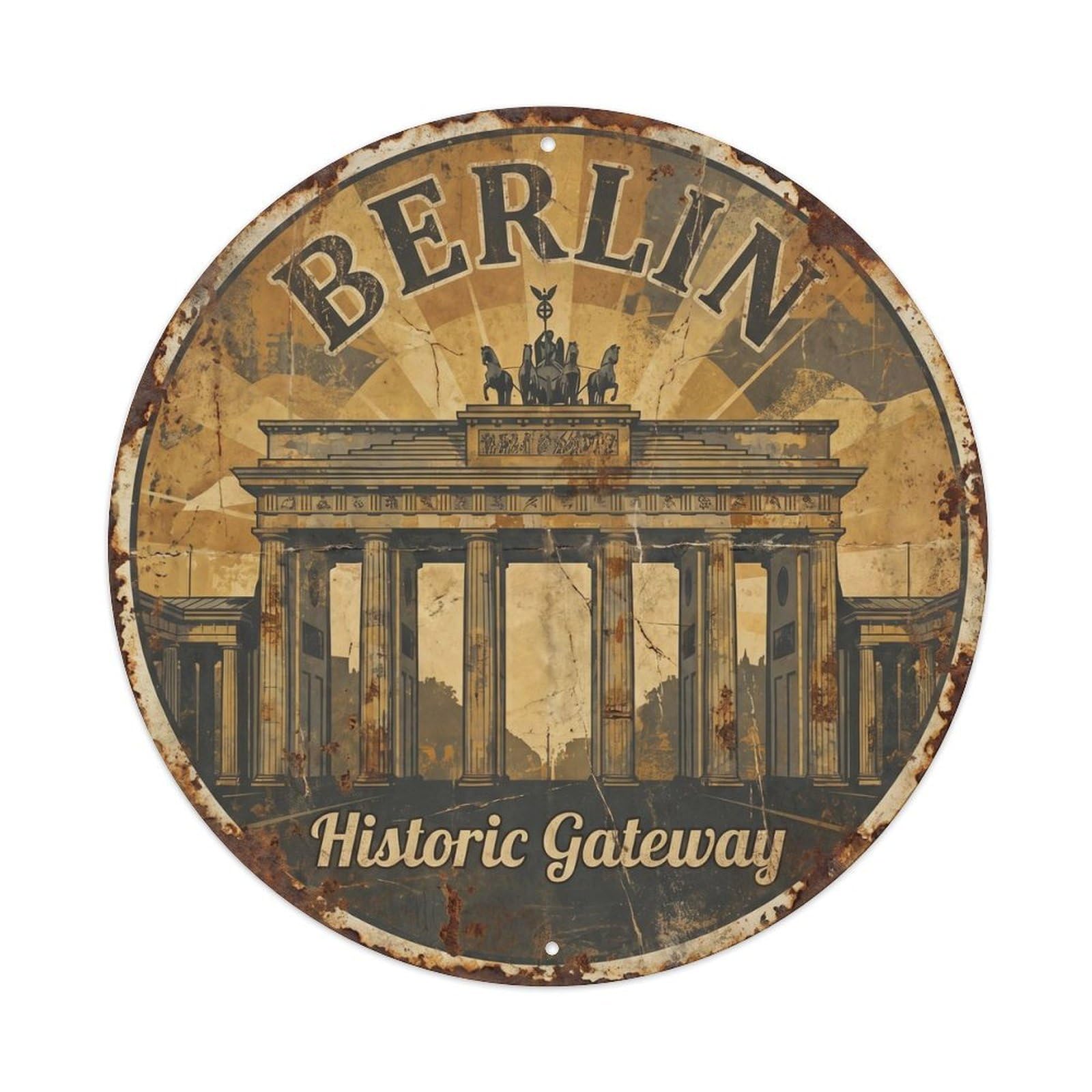 Vintage Travel Berlin Brandenburg Gate 1 Metal Tin Sign Plaque