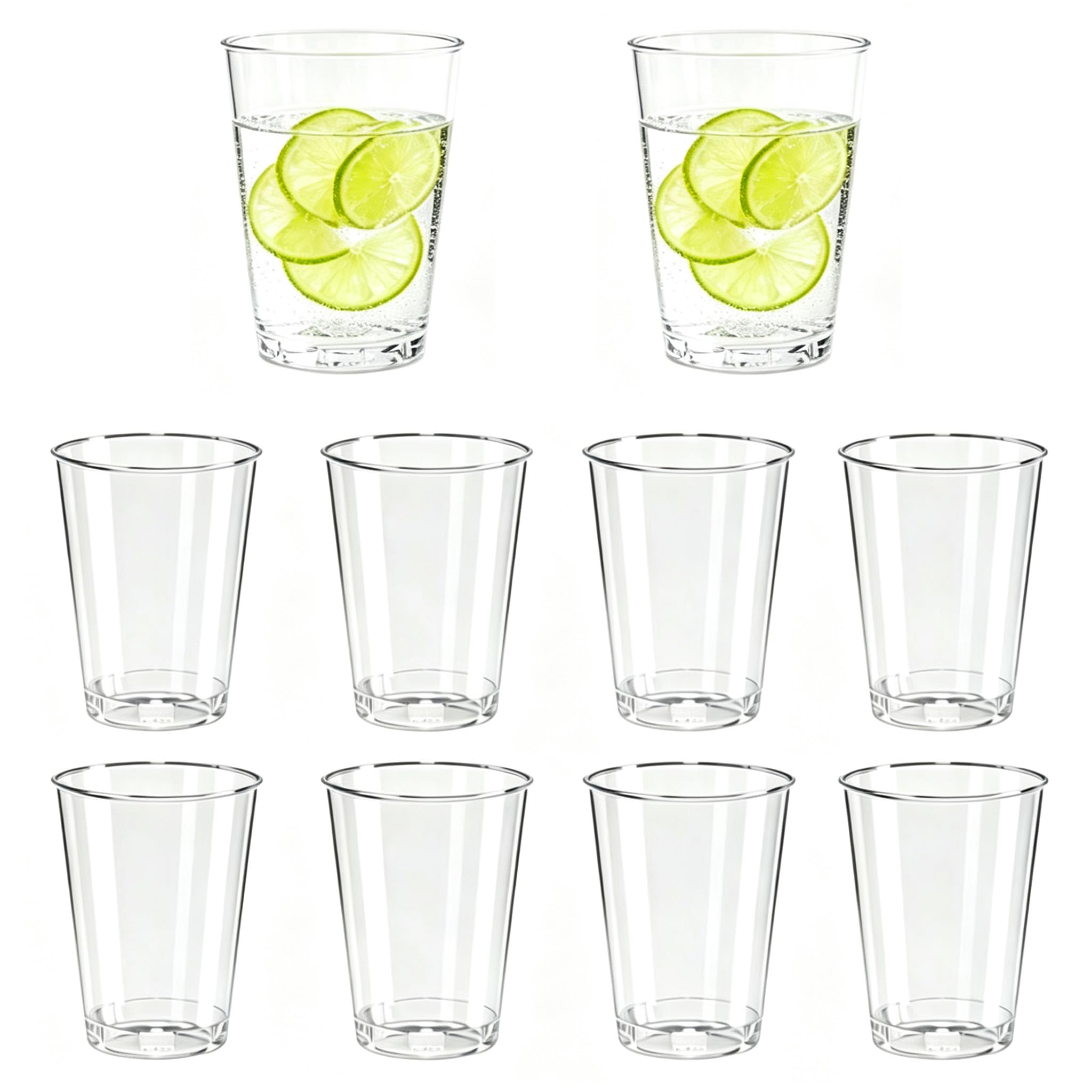 PERSENTU Plastic Glasses, Clear Plastic Cups,Stackable Acrylic Plastics Tumblers,Plastics Cocktail Tumblers, Reusable Party Drinking Glasses for Beer, Pool Party, Picnic and BBQ (10 PCS -12 oz)