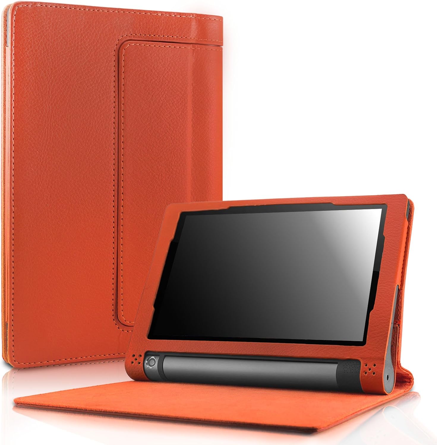 Lenovo Yoga Tab 3 8 Case - Infiland Folio Premium Leather Smart Stand Cover for 2015 Released Lenovo Yoga Tablet 3 8-Inch Tablet Only, Orange