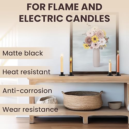 Miniatura 5 de Portavelas cónico de hierro redondo, juego de 4 portavelas de metal negro para decoración del hogar, boda, inauguración de la casa, cumpleaños,