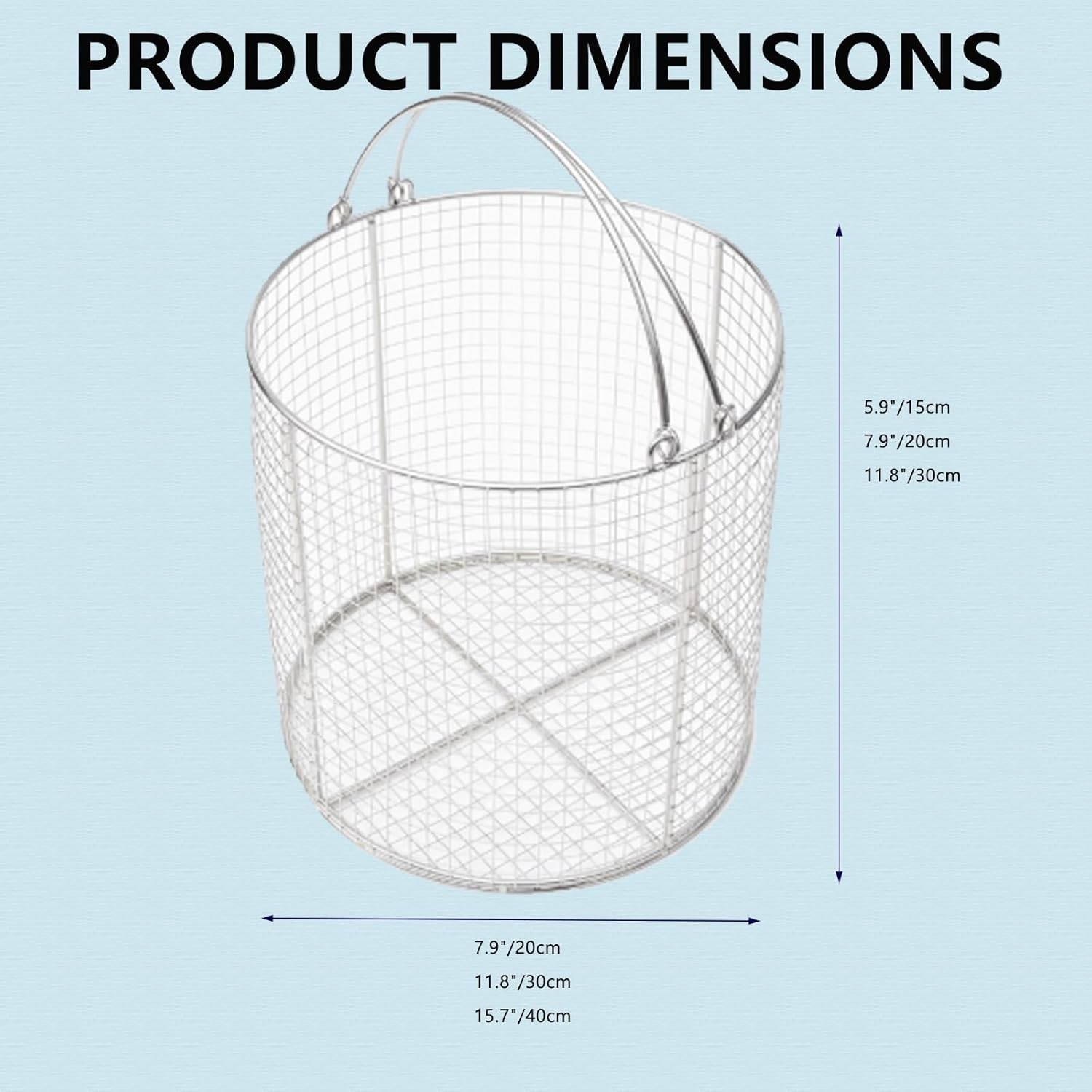 Sterilization Mesh Baskets with Retractable Handle, 304 Stainless Steel, for Surgical Instruments, Operating Rooms & Dental Clinics(7.9"x5.9" (DxH)/20x15cm)