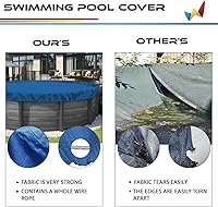 Vista 7 de Windscreen4less Cubierta de seguridad redonda de invierno para piscina de 14 pies con cable de alambre a lo largo de los bordes, cabrestante