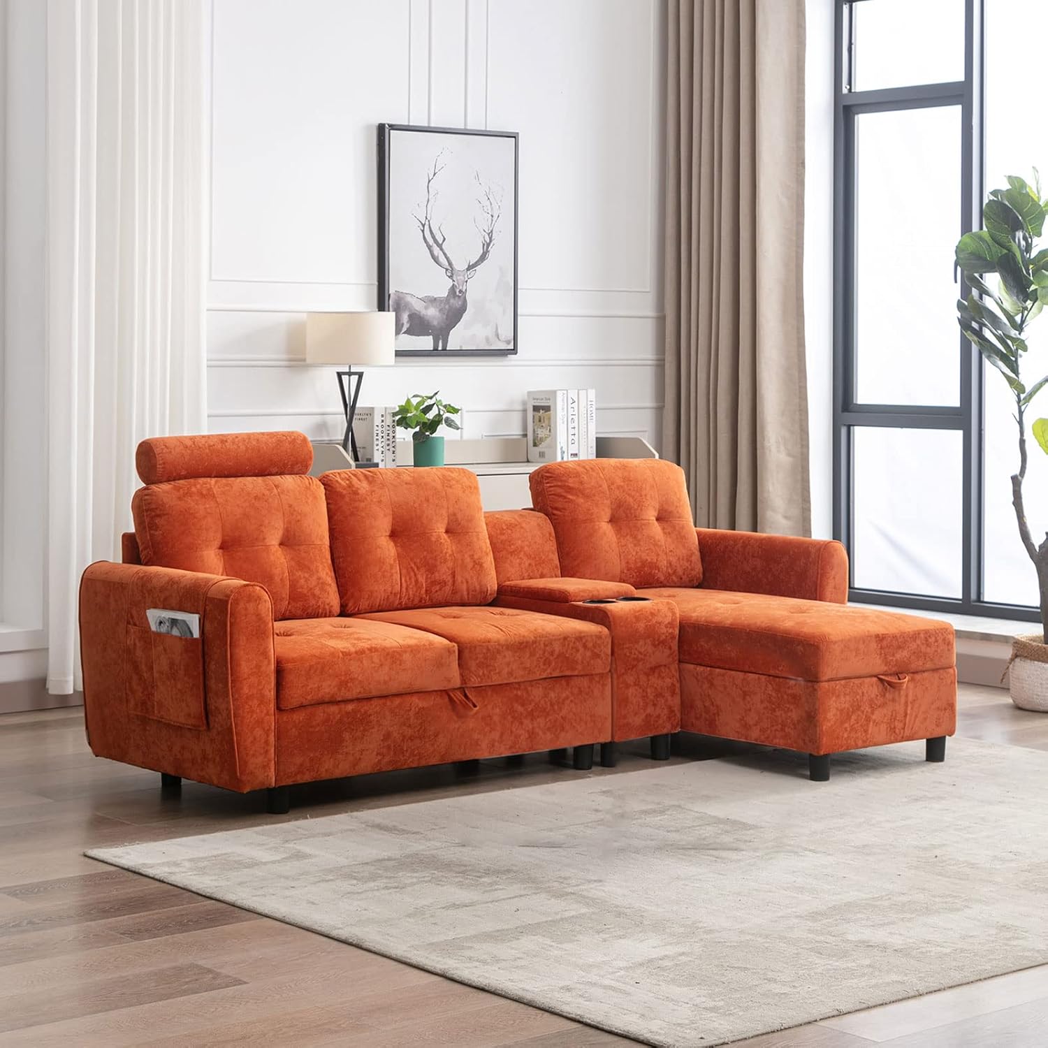 Amazon.com: GNIXUU Sectional Sofa with Storage, Cozy Sleeper Sofa L