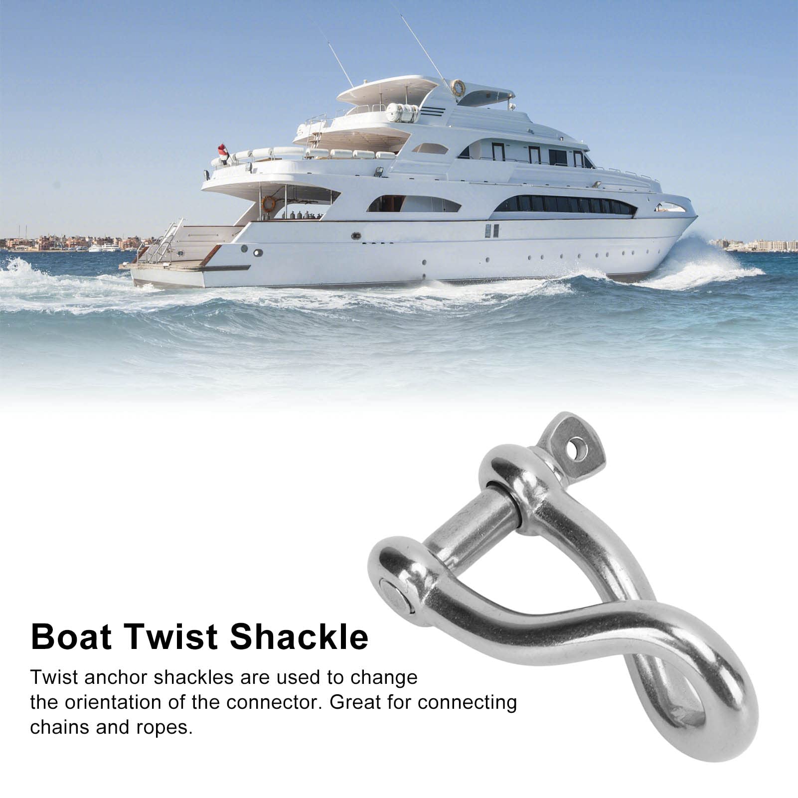 QERLONG 12mm Stainless Steel Twist Shackle Screw Pin High Breaking Strength Marine Yachts Speedboats