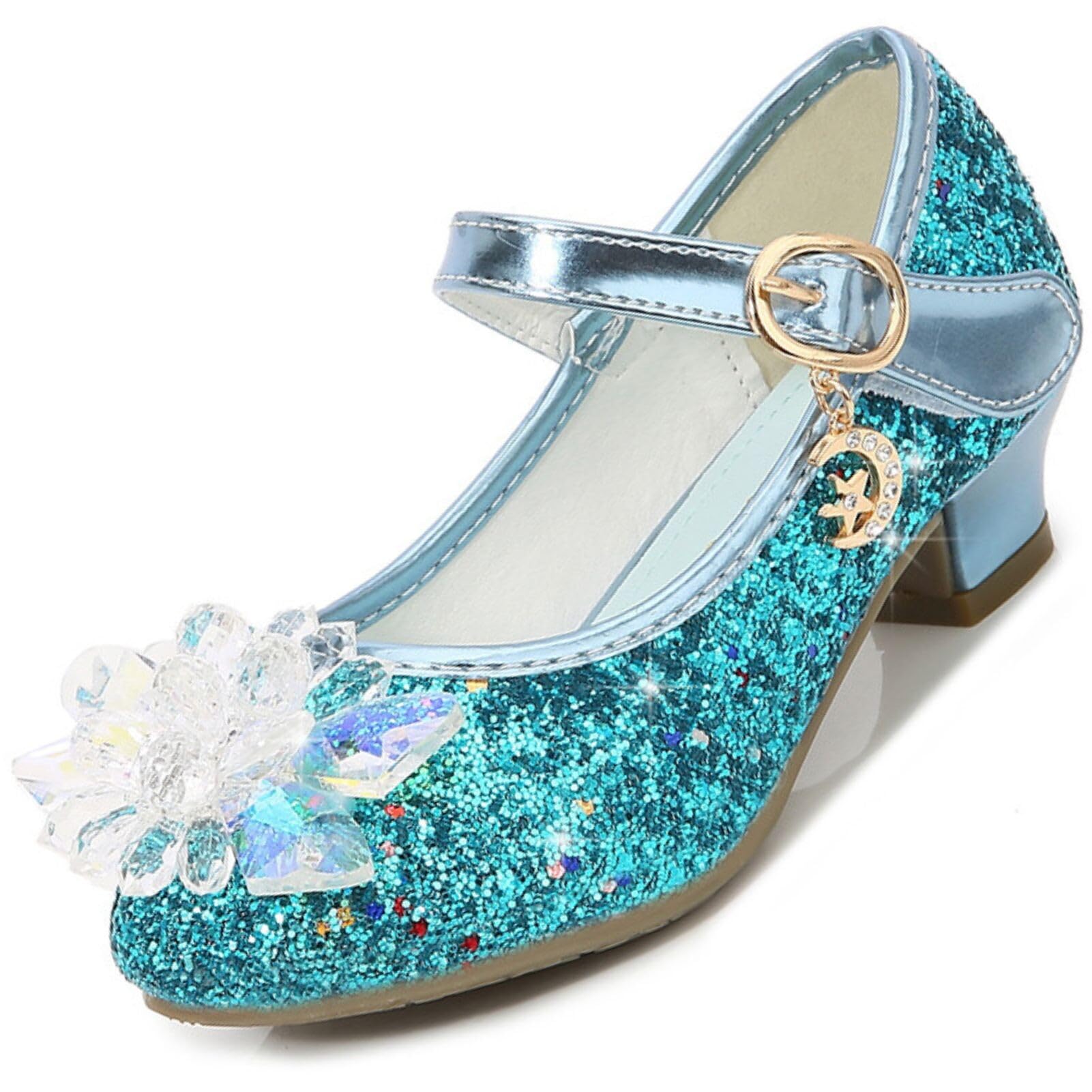 Scarpe Tacco Paillettes Principessa Bambina, Bimba Scarpette Abbinabili Abiti Eleganti Natale Compleanno Matrimonio