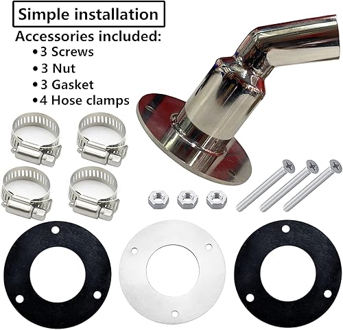 Miniatura 4 de LEQMG Piel de escape de acero inoxidable doblado a través del casco, accesorios aplicables para tubo de 0.94 pulgadas, 4 abrazaderas de manguera