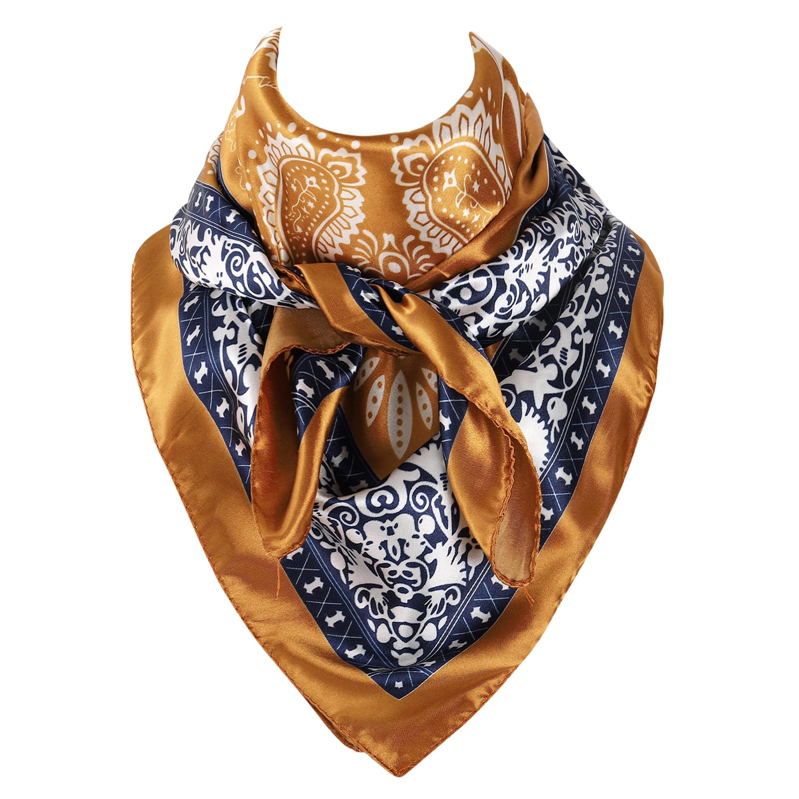 GERINLY 35 Inch Wild Rag Cowboy Scarves for Men, Large Rancher Neckerchief Silk Feel, Oversize Western Bandana Paisley