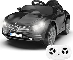 Auto de paseo para niños de 12 V con control remoto de 2.4 G, automóvil eléctrico alimentado por batería, puertas dobles, cinturón de seguridad, luz