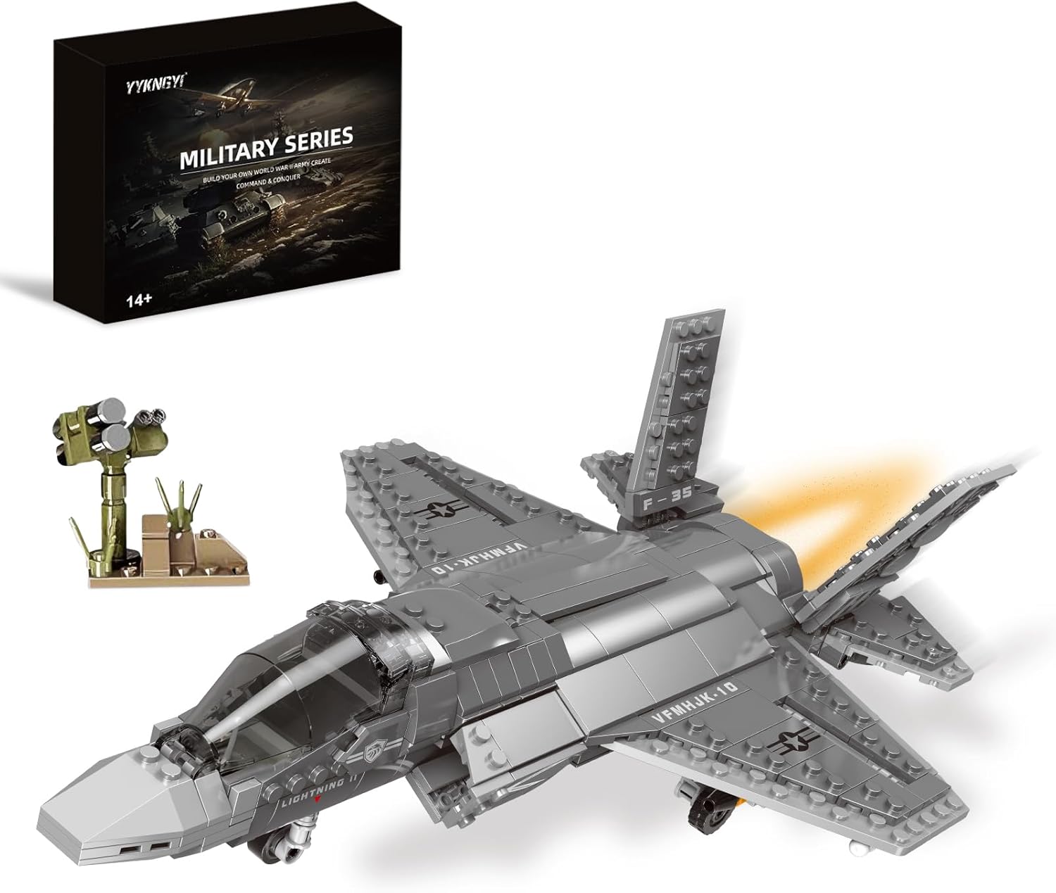 F Stealth Fighter Jet Building Model Set (597 Pieces) - Compatible with Lego Plane Set, Military Aircraft Model Kit, Gifts for Adults