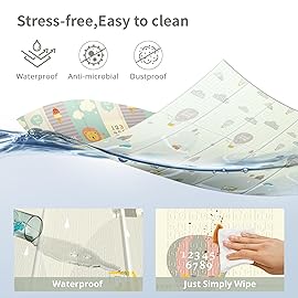 UANLAUO Foldable Baby Play Mat for Floor - 59 x 59 Foam Play Mats for Babies and Toddlers Infant Reversible Crawling Mat for Babies 6-12 Months, Thick Padded Playmat for Tummy Time & Floor Play