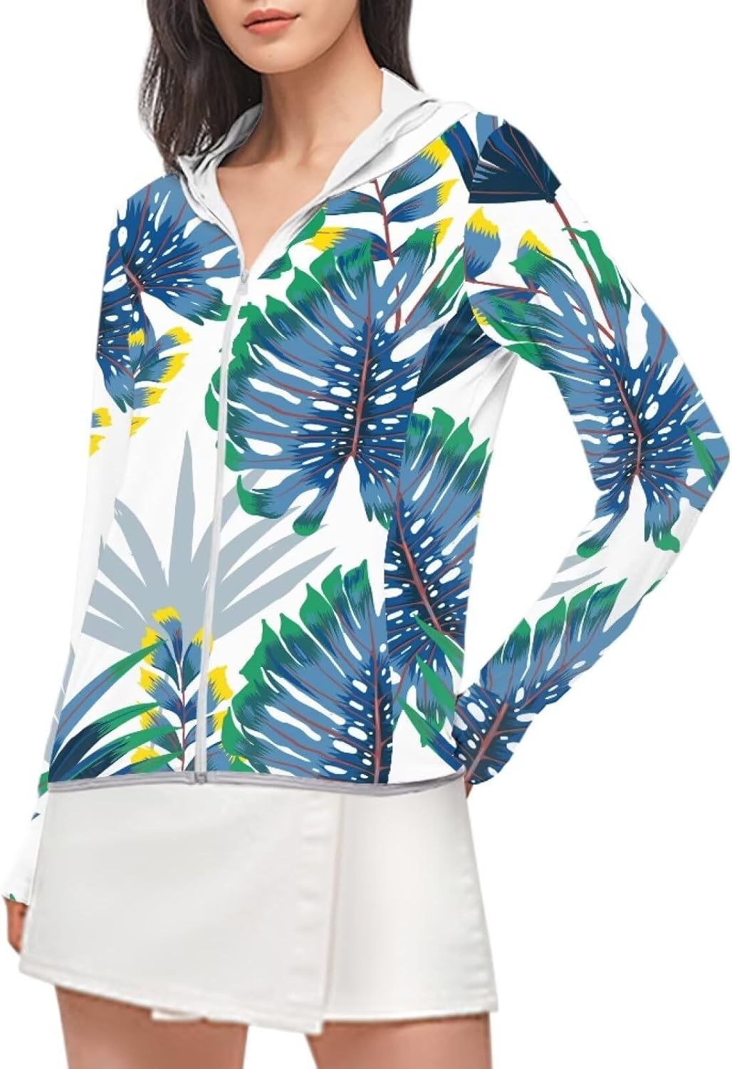 women's sunscreen jacket zipper with pockets hooded jacket lightweight sweat-absorbing quick-drying