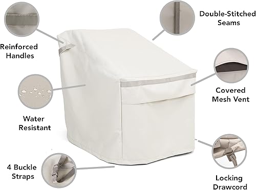 Miniatura 10 de Covermates Funda para silla de exterior, poliéster de alta calidad, resistente a la intemperie, dobladillo con cordón, fundas para asientos y