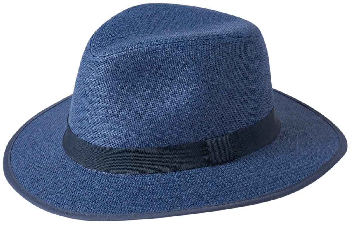 Failsworth Hats Toyo Straw Safari Fedora Hat - Navy Blue XL