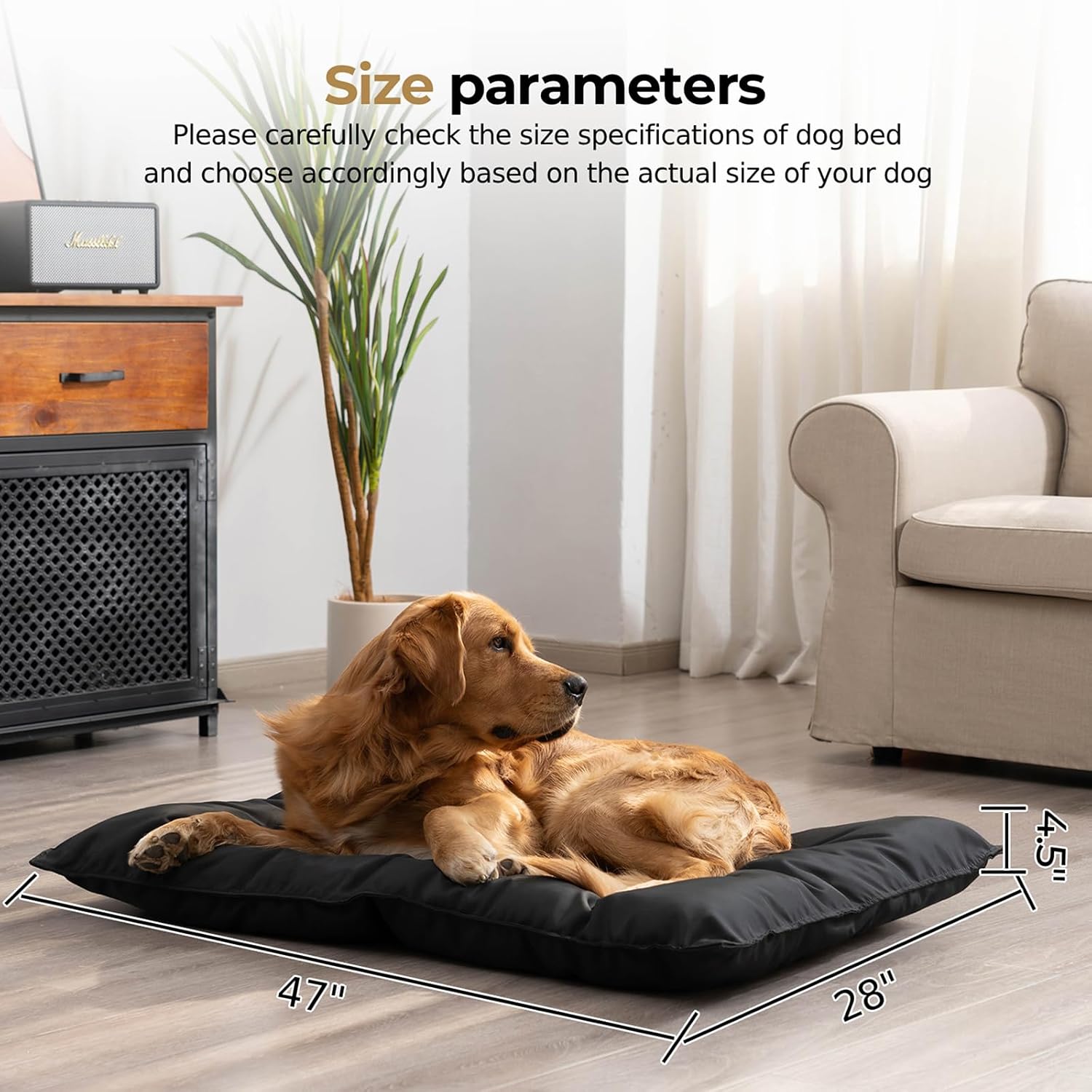 Chew Proof Indestructible Dog Bed - Durable Dog Bed for Aggressive Chewers, Machine Washable & Waterproof Indoor Outdoor Crate Pad, Tough Kennel Pad for Large Dogs (X-Large (28"x47"))