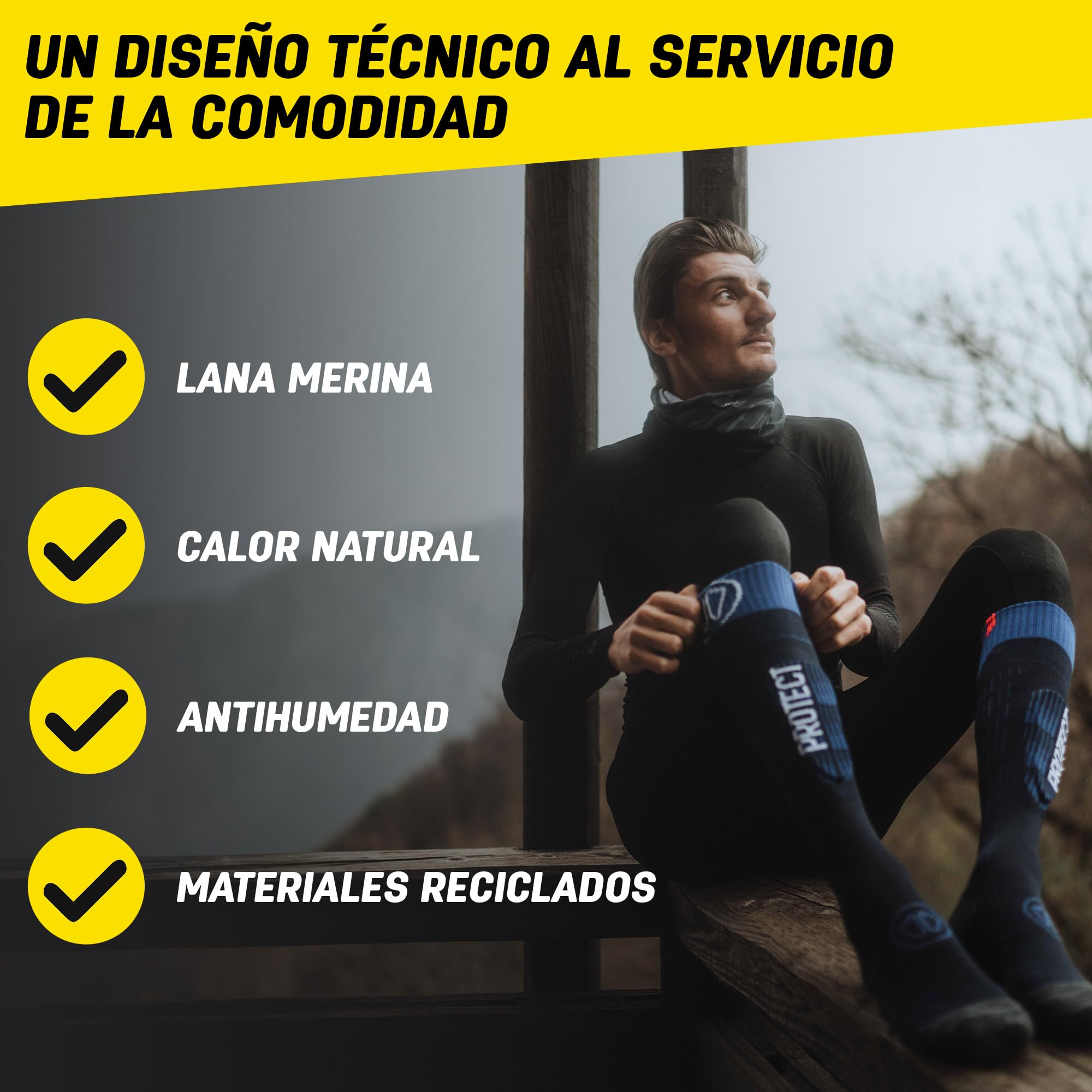Sidas Calcetines unisex de lana merino para clima frío, protección de espinillas, volumen medio, hasta la rodilla