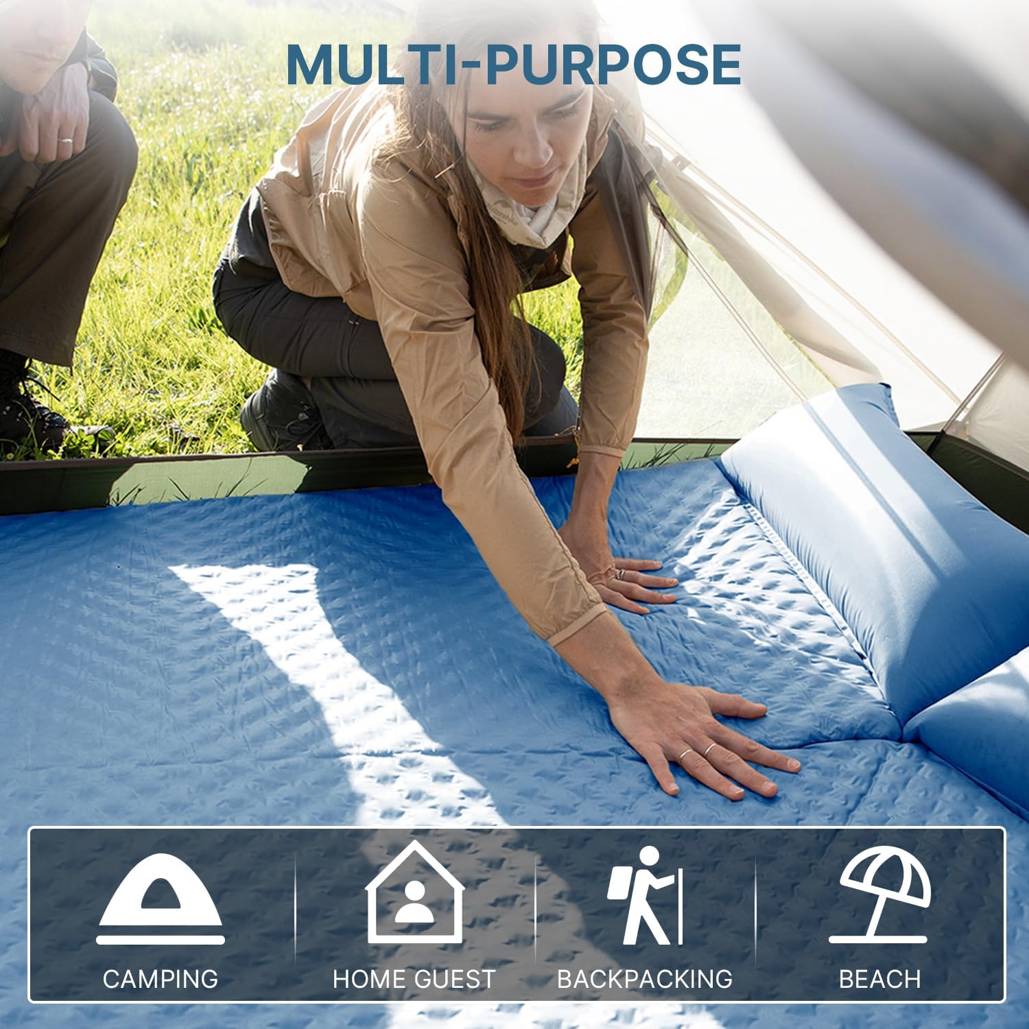 Naturehike Camping Sleeping Pad with Quick-Inflating, Ultralight Memory Foam Sleeping Mat for Camping Backpacking Hiking Traveling Tent, Blue