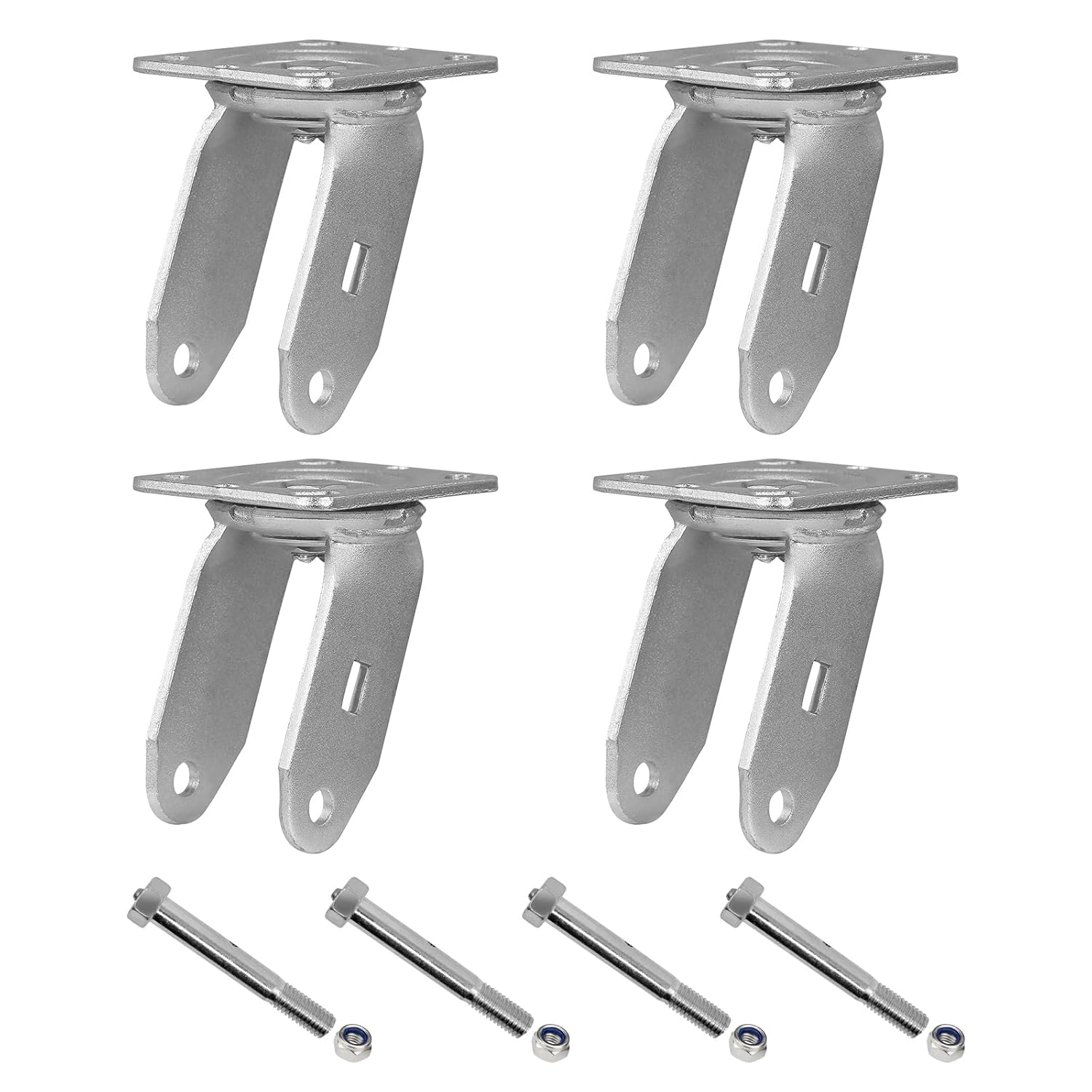 6" X 2" Swivel Caster Yoke, Zinc Plated Steel Bracket and 4" X 4 1/2" Plate, Heavy Duty Caster Fork- Capacity Up to 1200 LBS Replacement（4 Swivel）