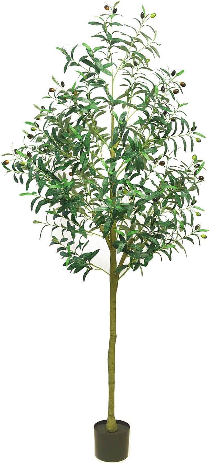Olive Trees Artificial Indoor 6ft - Fake Olive Tree for Home Office Decor, Large Olive Tree with Silk Leaves & Resin Trunk, Indoor Potted Faux Tree for Living Room, large olive trees artificial indoor