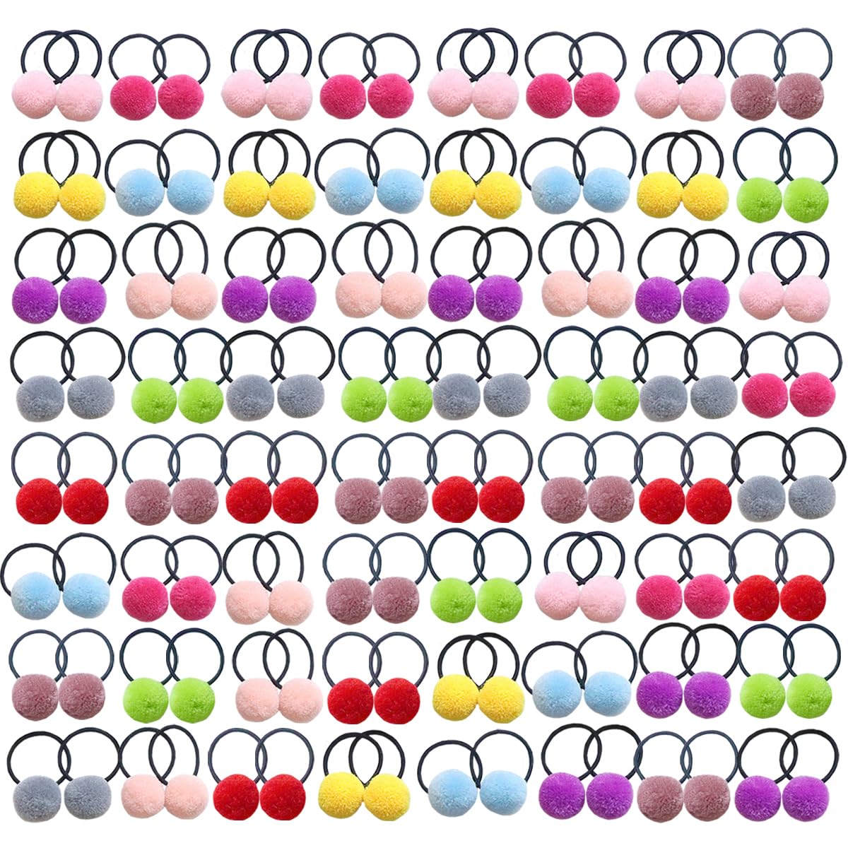 Cute Hair Ties for Girls,40Pcs Cartoon Hair Bands Soft Ponytail Holders Elastic Ball Hair Ties for Baby Toddler Teens Kids Children Birthday Christmas Gift (Random Color)