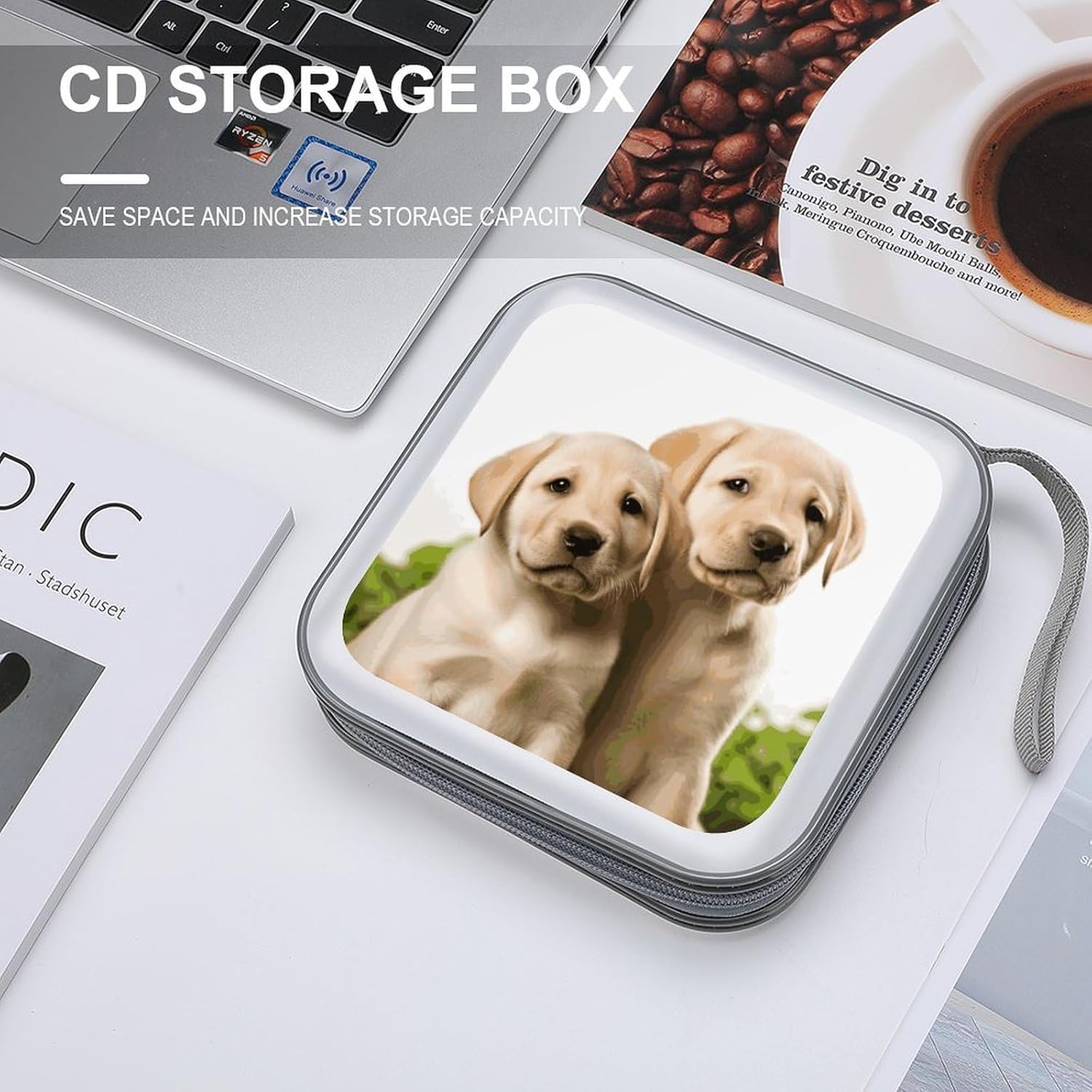 Funny Labrador Puppy Dog CD Case CD Storage Box DVD Sleeves