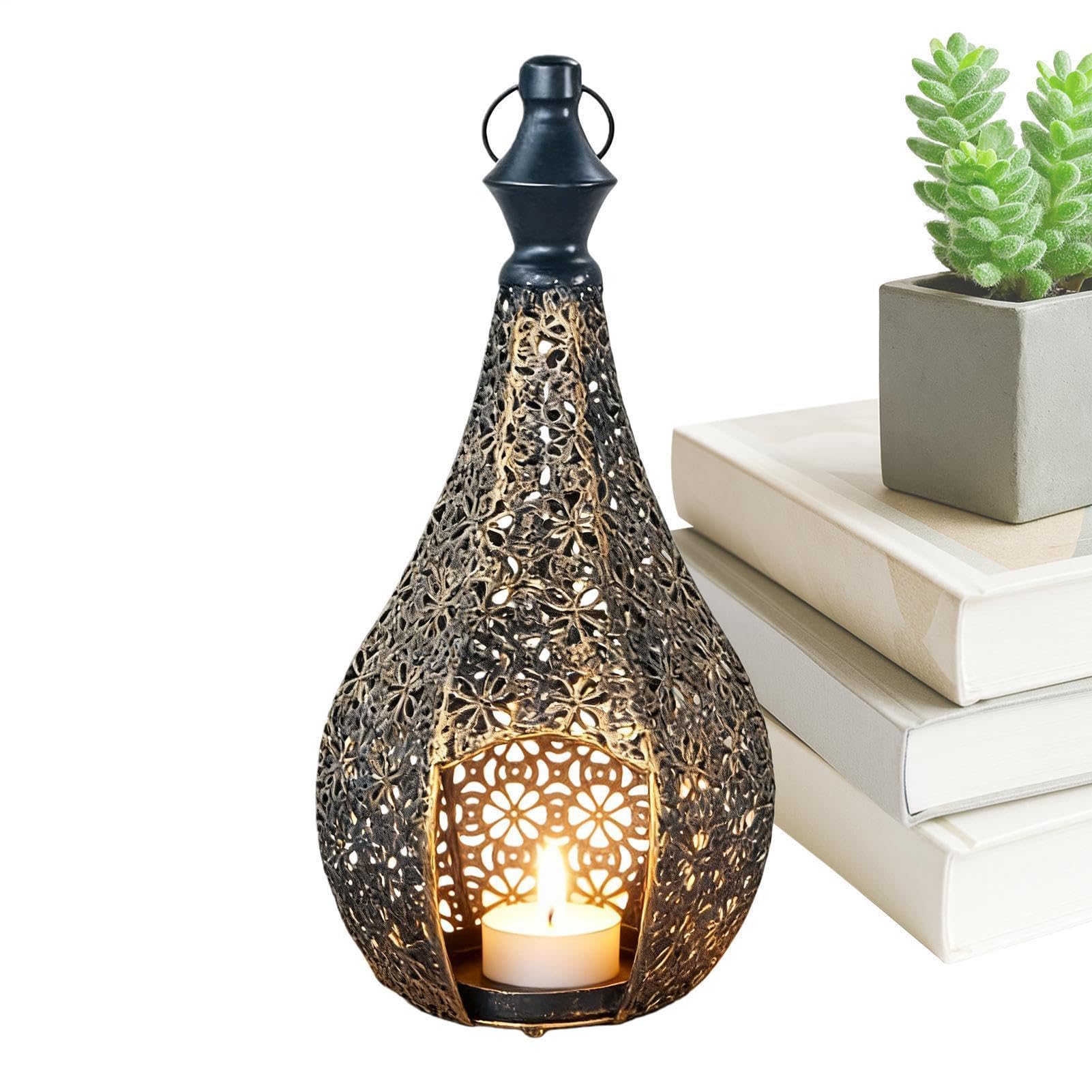 Lanterna marocchina in metallo: portacandela per e balcone, suggestivo gioco di , portacandele bohémien per esterni e interni, decorazione orientale da appendere, 30 cm