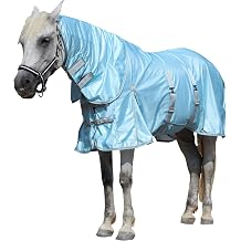Summer Horse Fly Sheet with Detachable Neck & Belly Wrap, Breathable Fine Mesh Sweet Itch Protection for Stable & Pasture Turnout, Biting Defense & All-Day Comfort Shield Cyanblue 72"