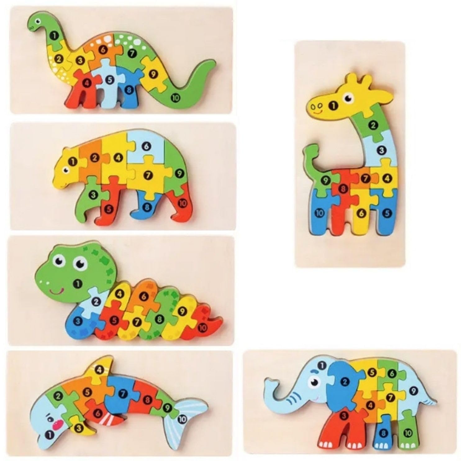 Puzzle in legno per bambini con simpatici motivi di animali. 3916 puzzle in legno per bambini con numeri, puzzle educativo per ragazzi e ragazze