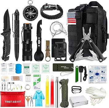 First Aid Kit Outdoor Gear Emergency Kits Trauma Bag for Camping, Hiking Home Car Earthquake and Adventures Black
