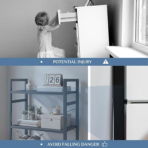 Vista 6 de DUMOS Estantería de 3 niveles, estante clásico para libros, estantes altos para sala de estar, hogar, oficina, organizador de almacenamiento