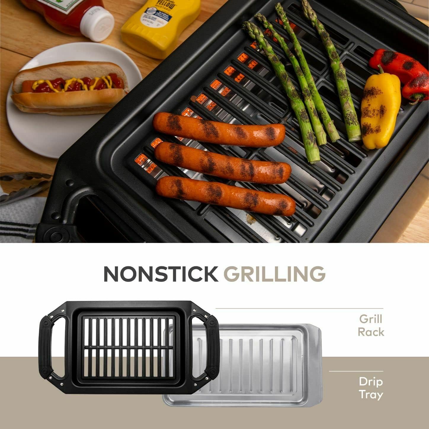 ChefWave Sosaku Smokeless Indoor Grill Removeable Plates Non-Stick Korean BBQ Electric Grill Indoor with Infrared Technology - Kebab Set, Fries Basket & Fish Cage, Rotisserie