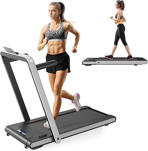 Caminadora plegable para debajo del escritorio con control remoto para caminar y trotar, pequeña caminadora que ahorra espacio con pantalla LCD para