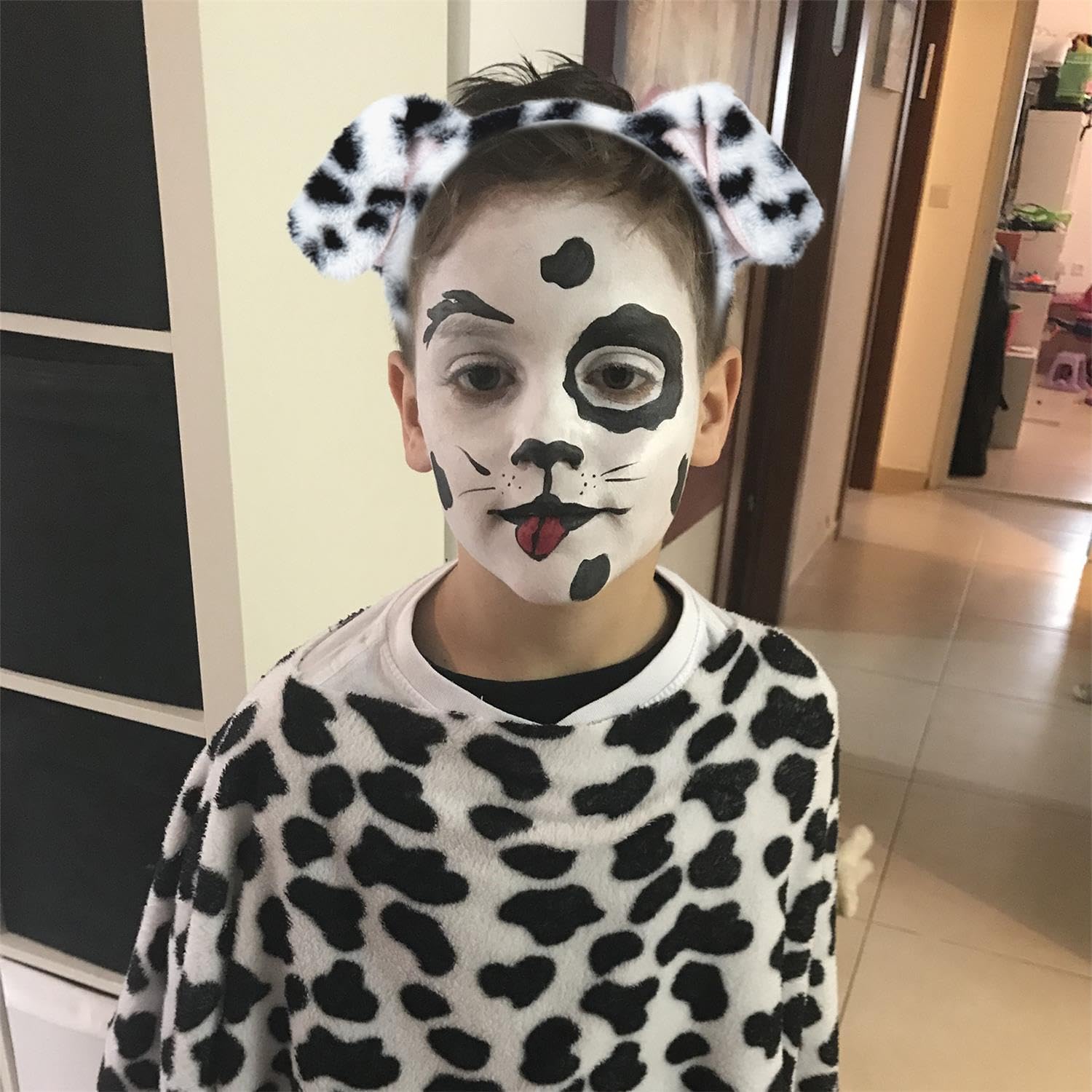 SIOTMERA 4Pack Dalmatian Dog Ears Headband, Fluffy Faux Fur Animal Costume Hairband Realistic for Halloween Cosplay Party Washing Makeup - Image 5