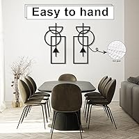 Vista 8 de Zzbakress Arte de pared, 2 piezas de decoración abstracta moderna geométrica de madera, 17.8 x 9.3 pulgadas, sala de estar, estilo 1