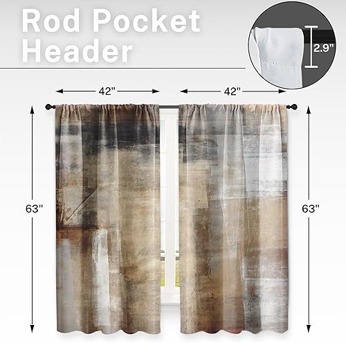 Vista 159 de Cortinas geométricas de cocina negras y grises de 63 pulgadas de largo, juego de 2, cortinas grises y blancas para dormitorio, sala de estar, Gris