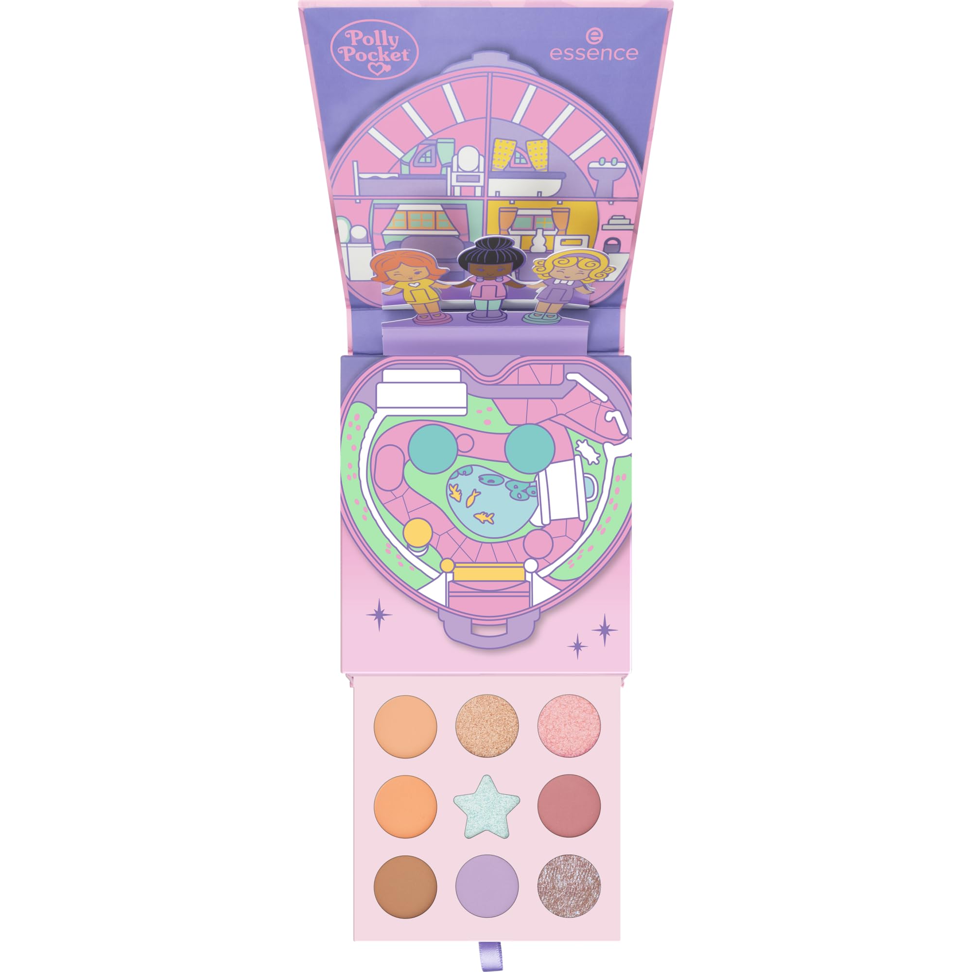 essence Polly Pocket eyeshadow palette palette de fards à paupières, chatoyant, intense en couleurs, mat (7.4g)