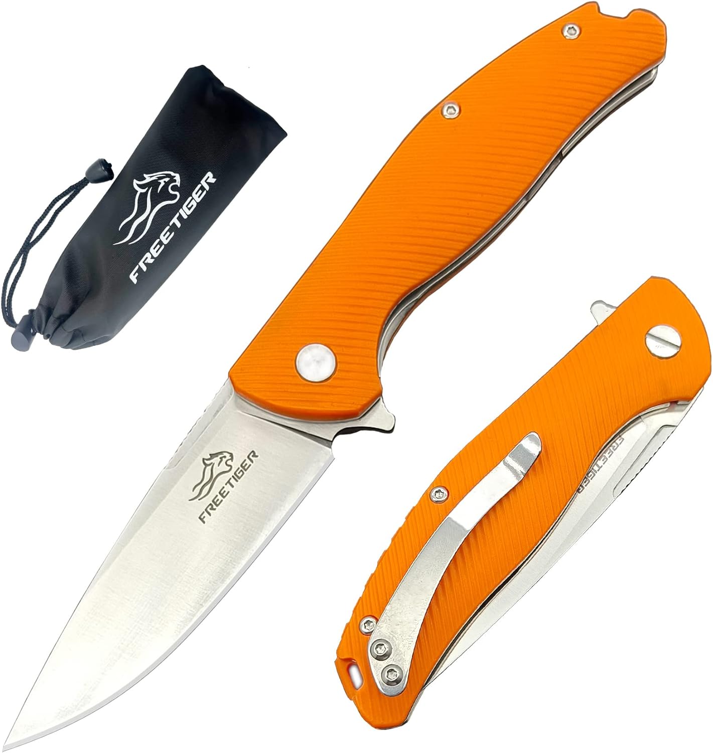 FT801 Folding Pocket Knife Sharp Sanding Stainless Steel Blade with Pocket Clip Camping Survival Tactical Outdoor Cheap Pocket Knife(Orange)