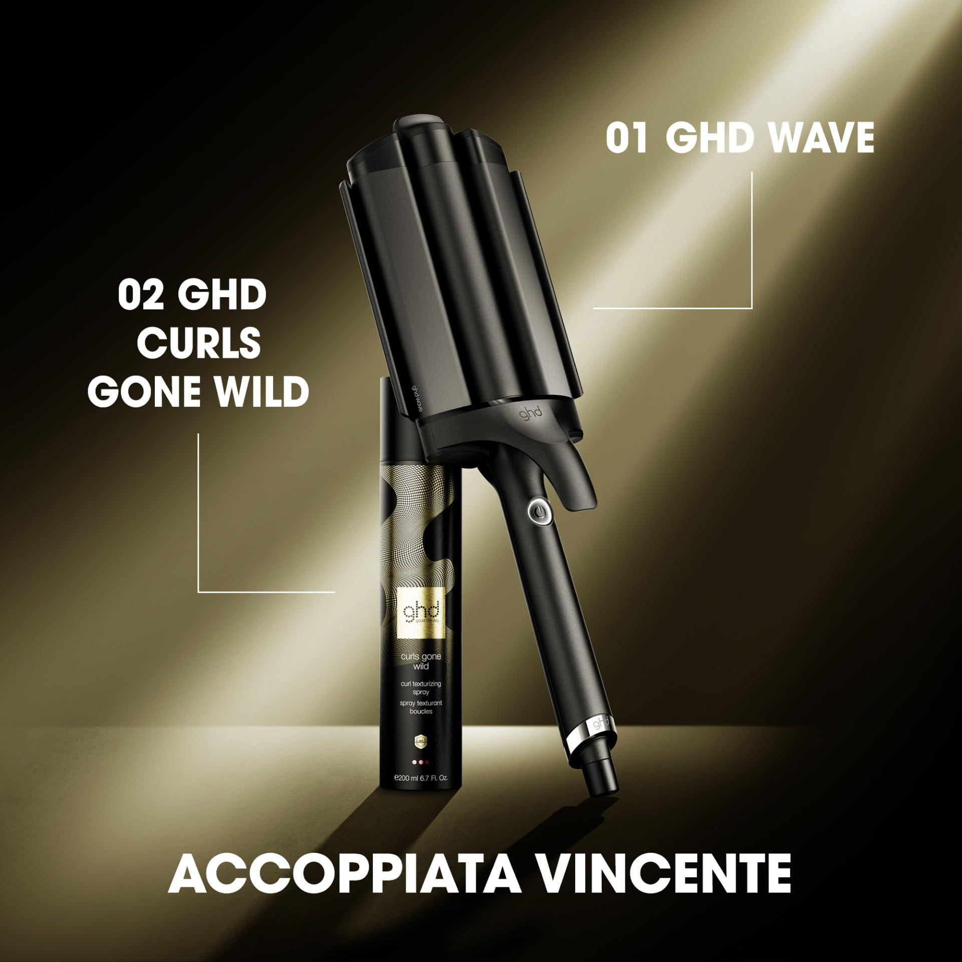 ghd Wave, Triple Barrel Waver Piastra per Onde Morbide e Naturali Effetto Beach Waves 32 mm, Senza Danni da Calore Estremo e Styling a Lunga Durata, Per Tutti i Tipi di Capelli, Spina EU, Nero