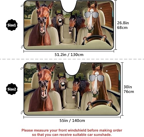 Miniatura 2 de Parasol para parabrisas delantero de automóvil, divertida decoración de caballo para vehículo, reflector de rayos UV, protector solar, mantiene el