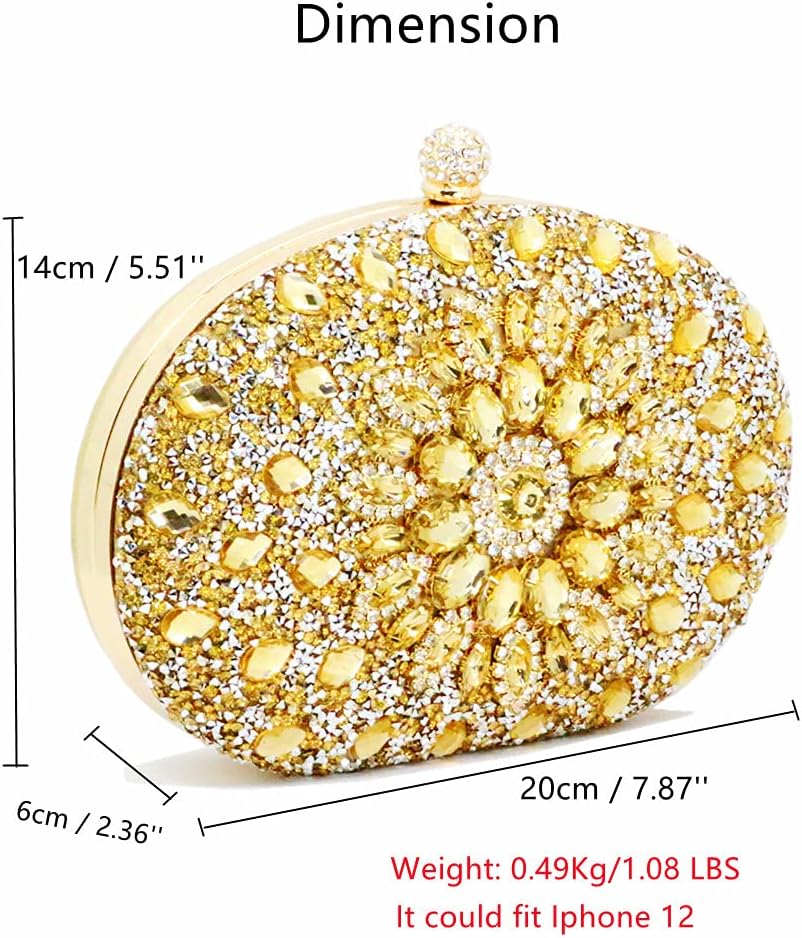 Clutch Purses for Women Evening Bag Nude Purse Luxury Handbag Bride Wallet Glitter Multicolor Rhinestone Bags