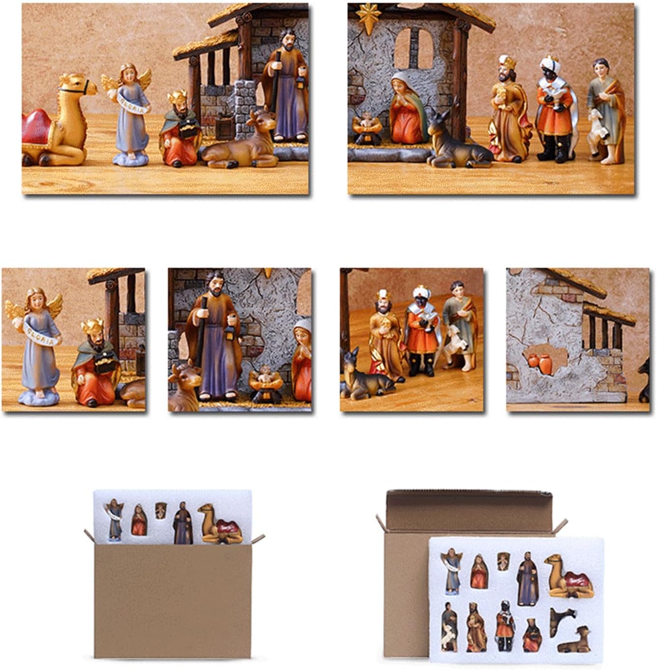 Christmas Nativity Set Indoor - Religious Manger Scene Display, Miniature Holy Figurines, Seasonal Holiday Decor, Patio Office Arrangement | Festive Home Accent For School Living Room Tabletop Display