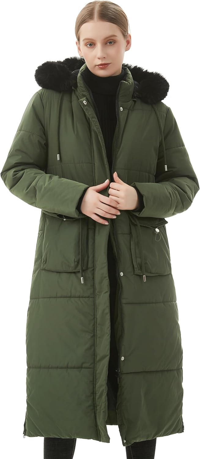 MOERDENG Women's Long Winter Puffer Coat Waterproof Warm Maxi Down Jacket Faux Fur Removable Hood Parka - Image 2