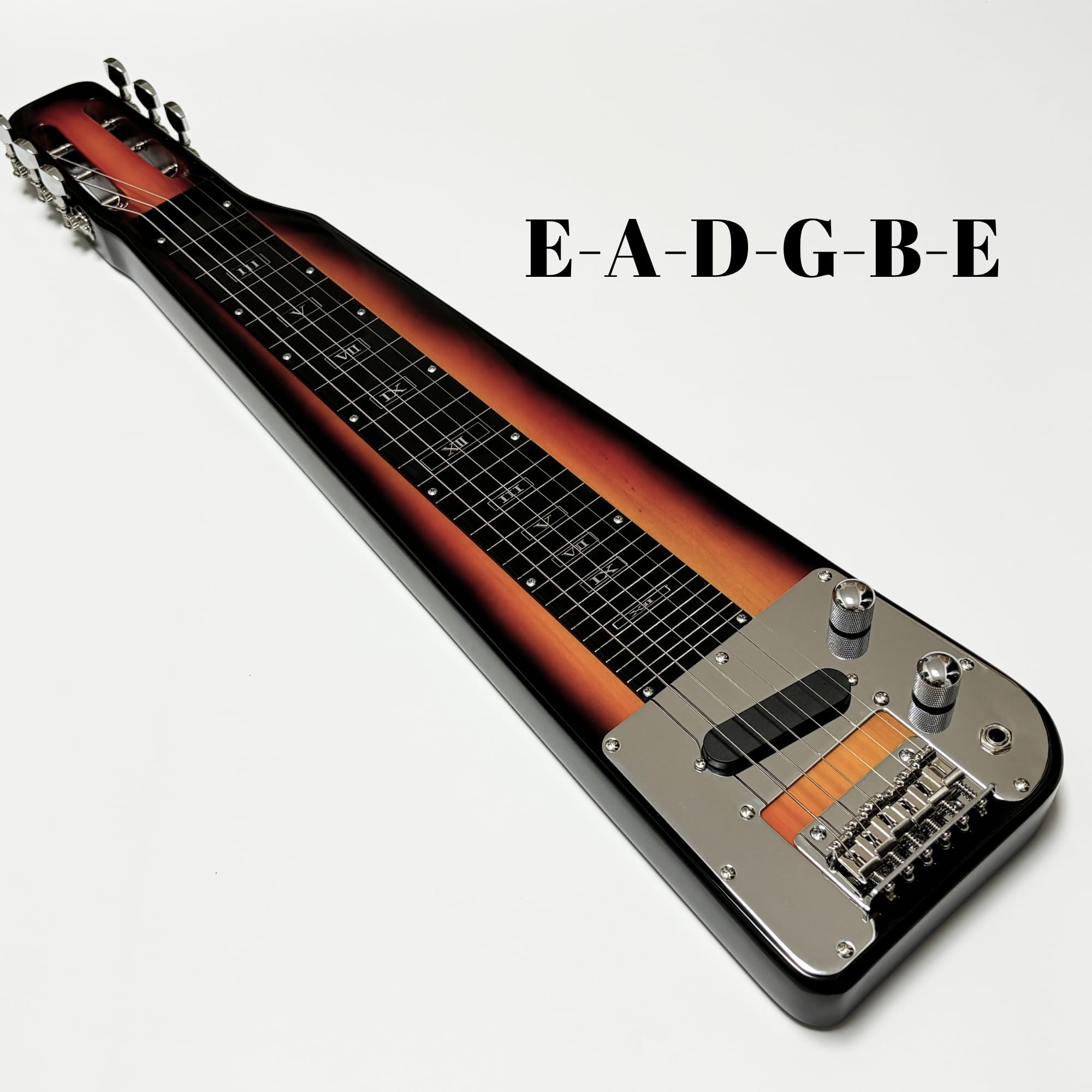 Lap Steel Gitarre, Slide-Stahlgitarre, Elektrogitarre, 6 Saiten, Schlitzkopf-Gitarren mit Gigbag und Gleitstange, Farbe Sunburst