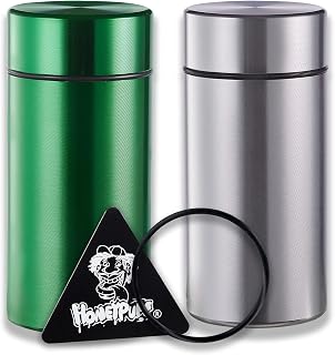 Smell Proof Jar, Portable Airtight Storage Container With Silicone Ring, 42ml Multi-Use Aluminum Stash Bottle for Coffee, Herb & Spice Keep Fresh(Green-Silver)