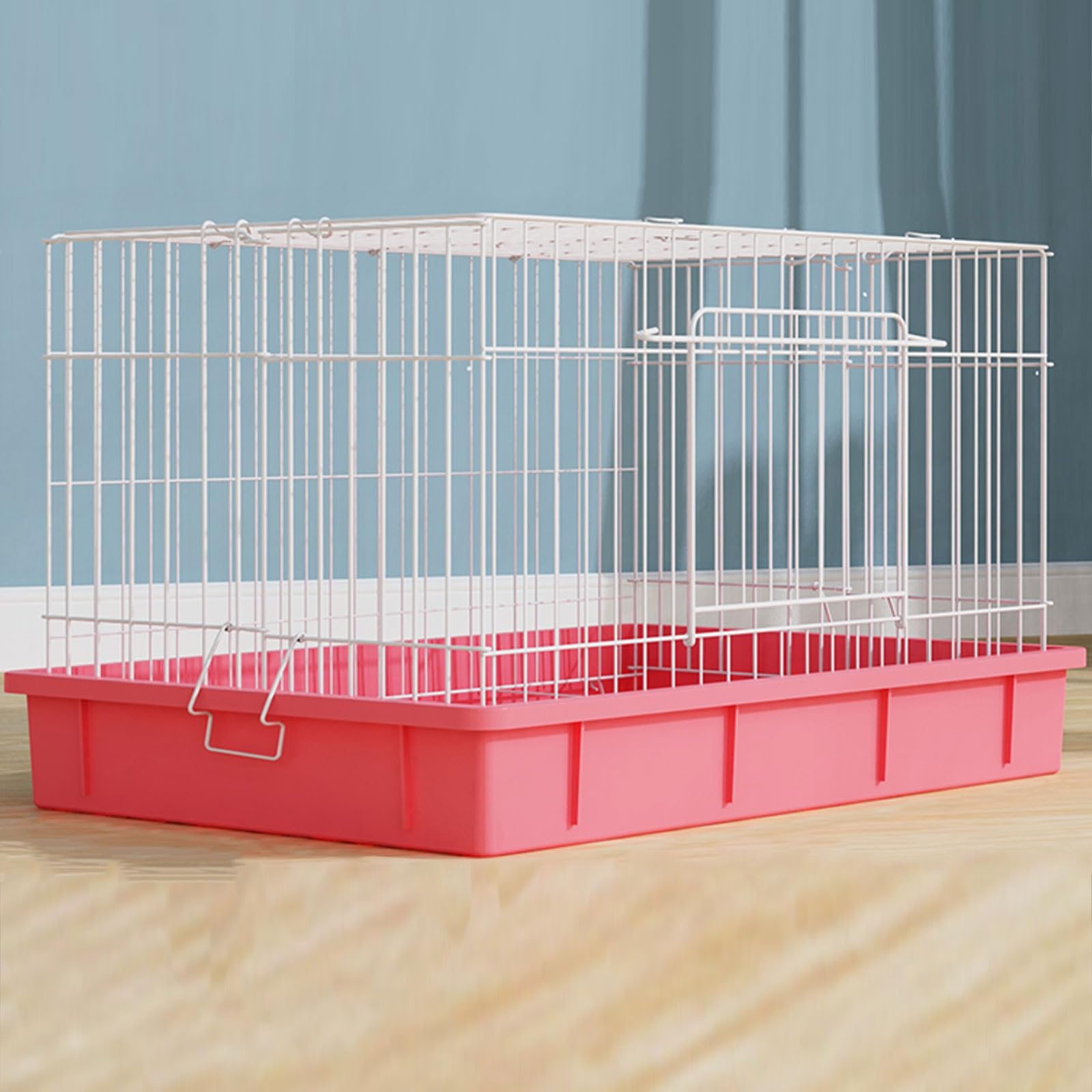 Homey Pet Cage, Heightened Chassis, Double Door Design, Foldable Storage, Saving Space (Color : Red)